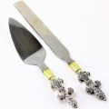 1037WHITE - FDL CAKE-KNIFE SET / W STONES